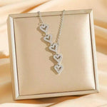 Tassel Heart Crystal Five Hearts Necklace