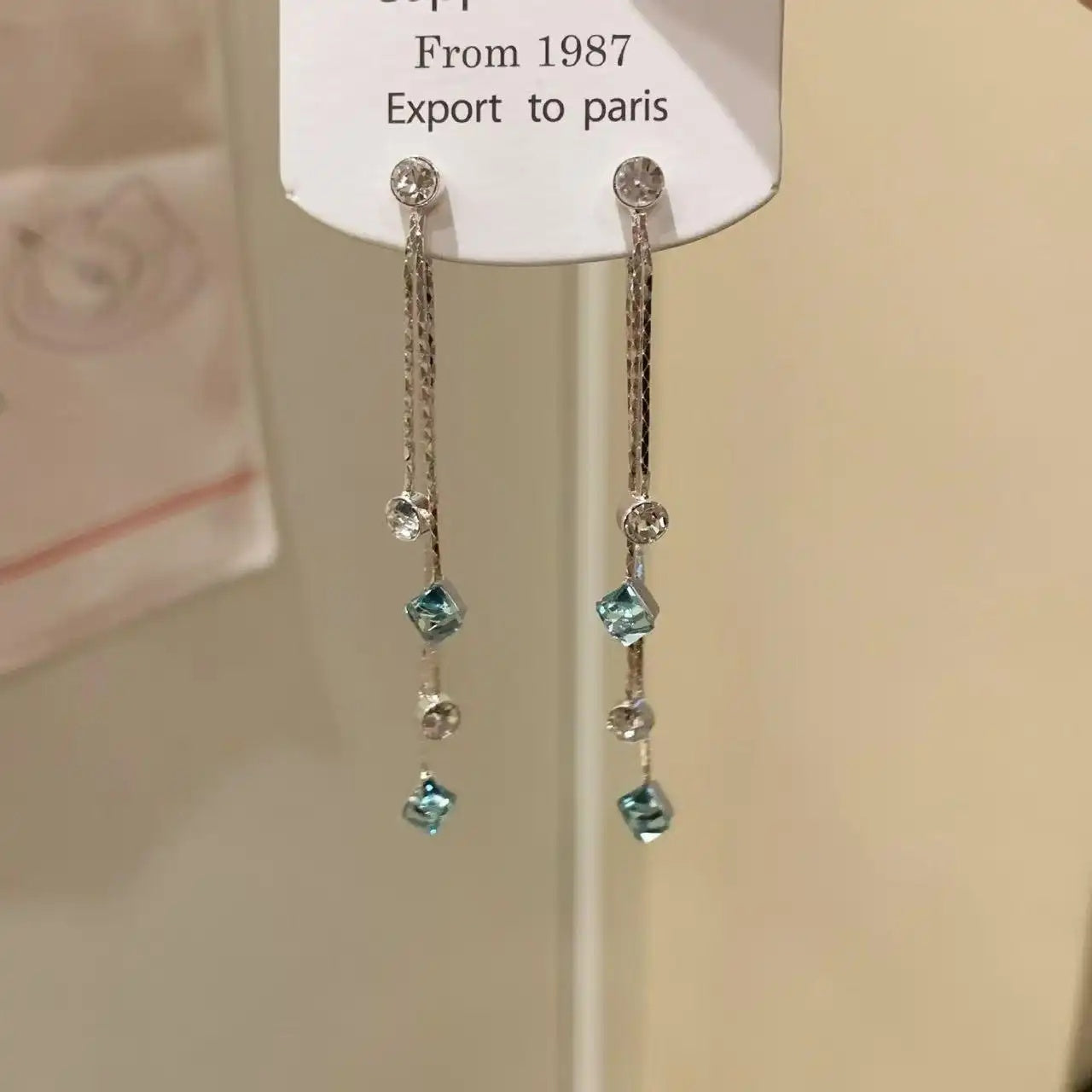 Tassel Long Crystal Vacation Drop Earrings