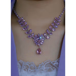 Teardrop Crystal and Collar Chain Jewelry Set