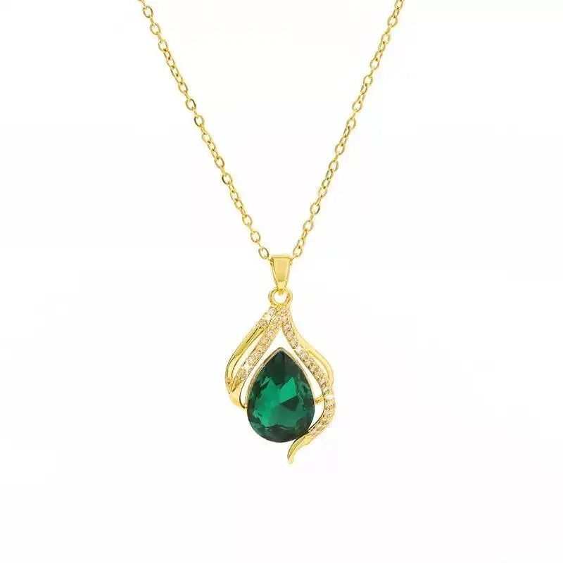 Teardrop Crystal Pendant Necklace