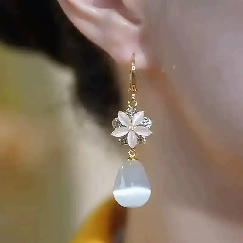 Teardrop Tassel Crystal Drop Earrings