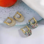 Teardrop U-Shaped 18k Gold Crystal Drop Earrings