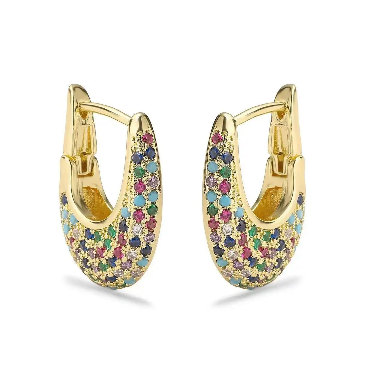 Teardrop U-Shaped 18k Gold Crystal Drop Earrings