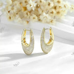 Teardrop U-Shaped 18k Gold Crystal Drop Earrings
