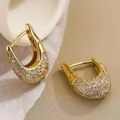 Teardrop U-Shaped 18k Gold Crystal Drop Earrings