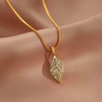 Textured Gold Leaf Pendant Necklace
