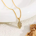 Textured Gold Leaf Pendant Necklace