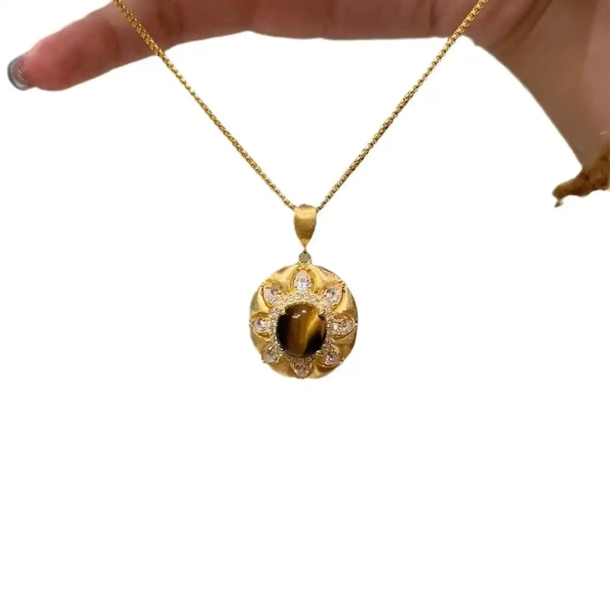 Textured Sunflower Pendant Necklace