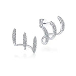 Three-Claw Curved Left-Right Symmetric Three-Tine Stud Earrings