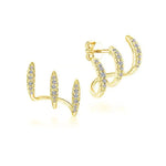 Three-Claw Curved Left-Right Symmetric Three-Tine Stud Earrings