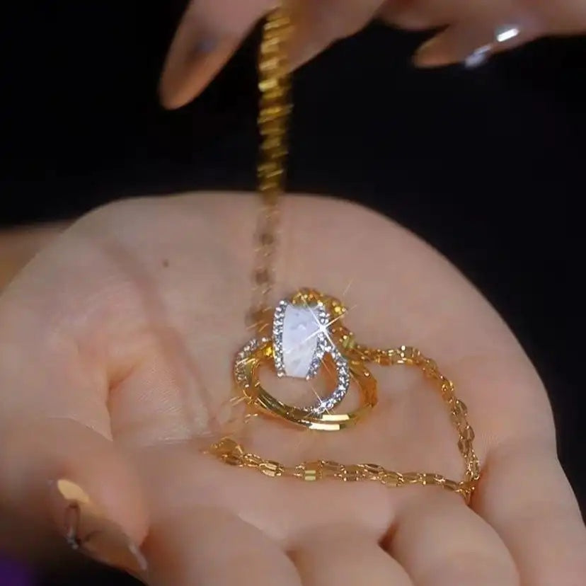 Three- Crystal Ring