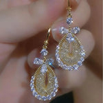 Three-Leaf Teardrop Drop Earrings