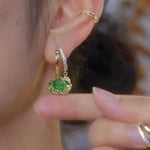 Three Lives Fortunate French Green Hoop Earrings