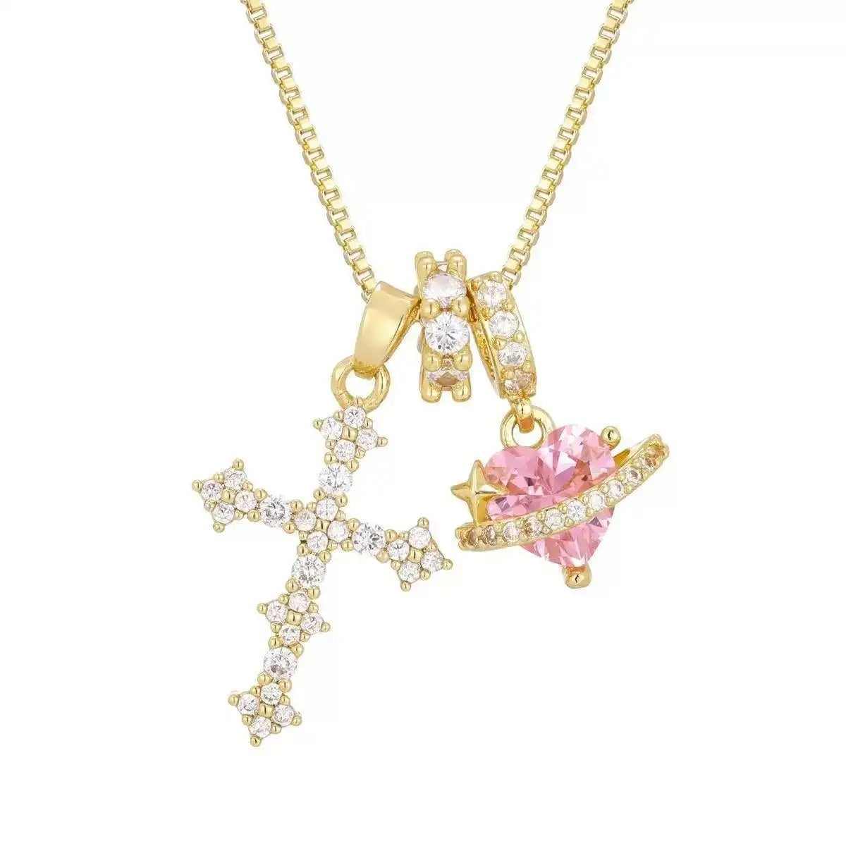Tiktok Viral Planet Heart Cross Necklace