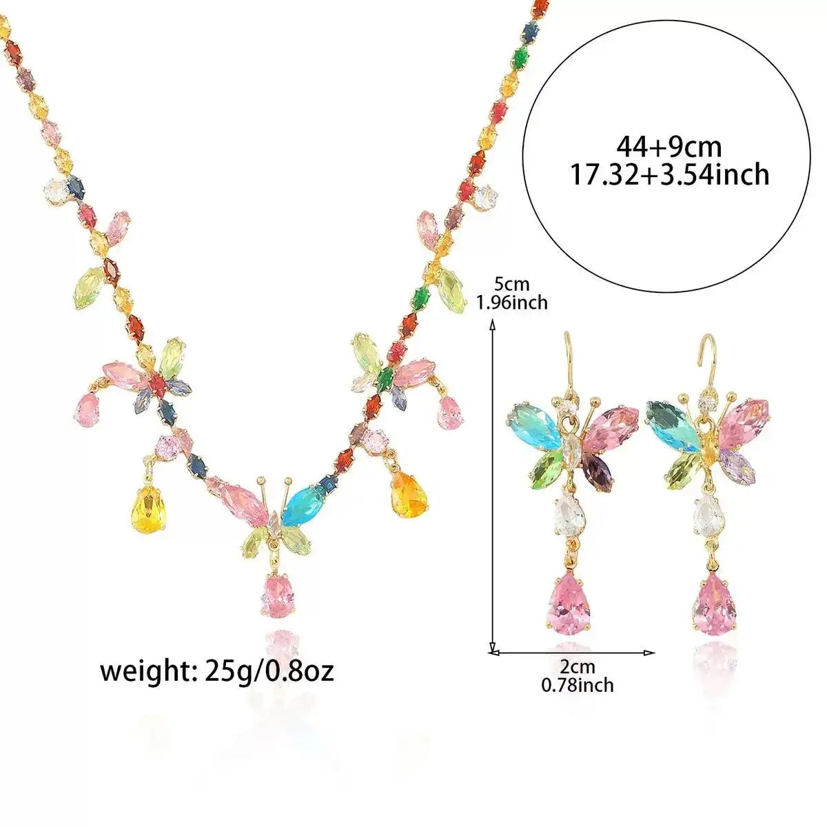 Trend Crystal Colorful Butterfly Collar Necklace