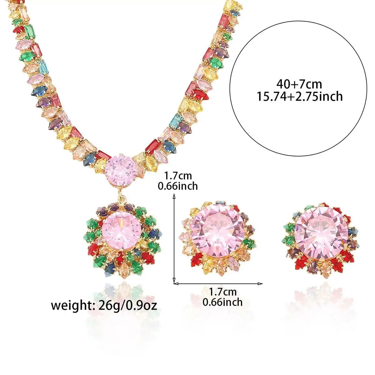 Trend Crystal Green Colorful Plum Necklace