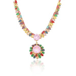 Trend Crystal Green Colorful Plum Necklace