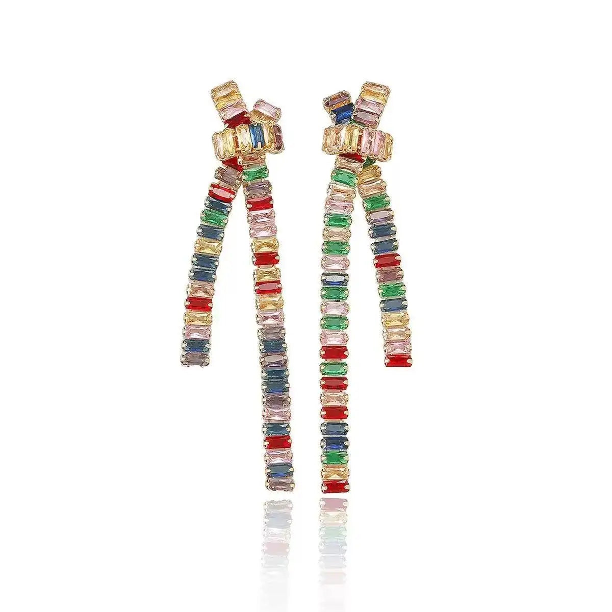Trend Crystal Ins Colorful Bowknot Earrings