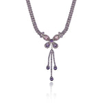 Trend Crystal Ins Purple Bowknot Necklace Set