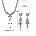 Trend Crystal Ins Purple Bowknot Necklace Set