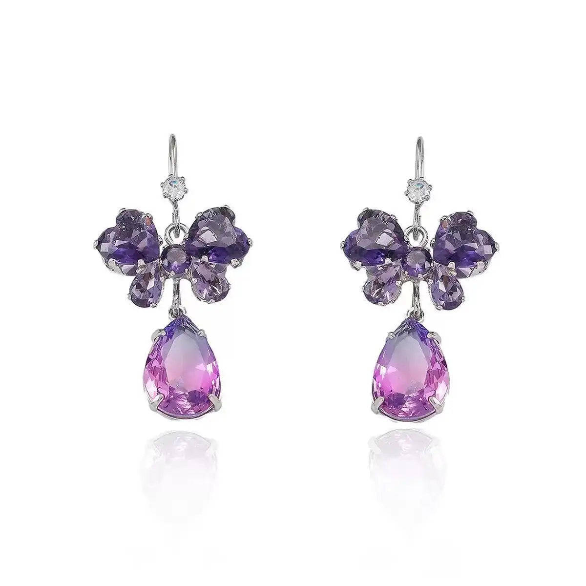 Trend Crystal Ins Purple Butterfly Earrings