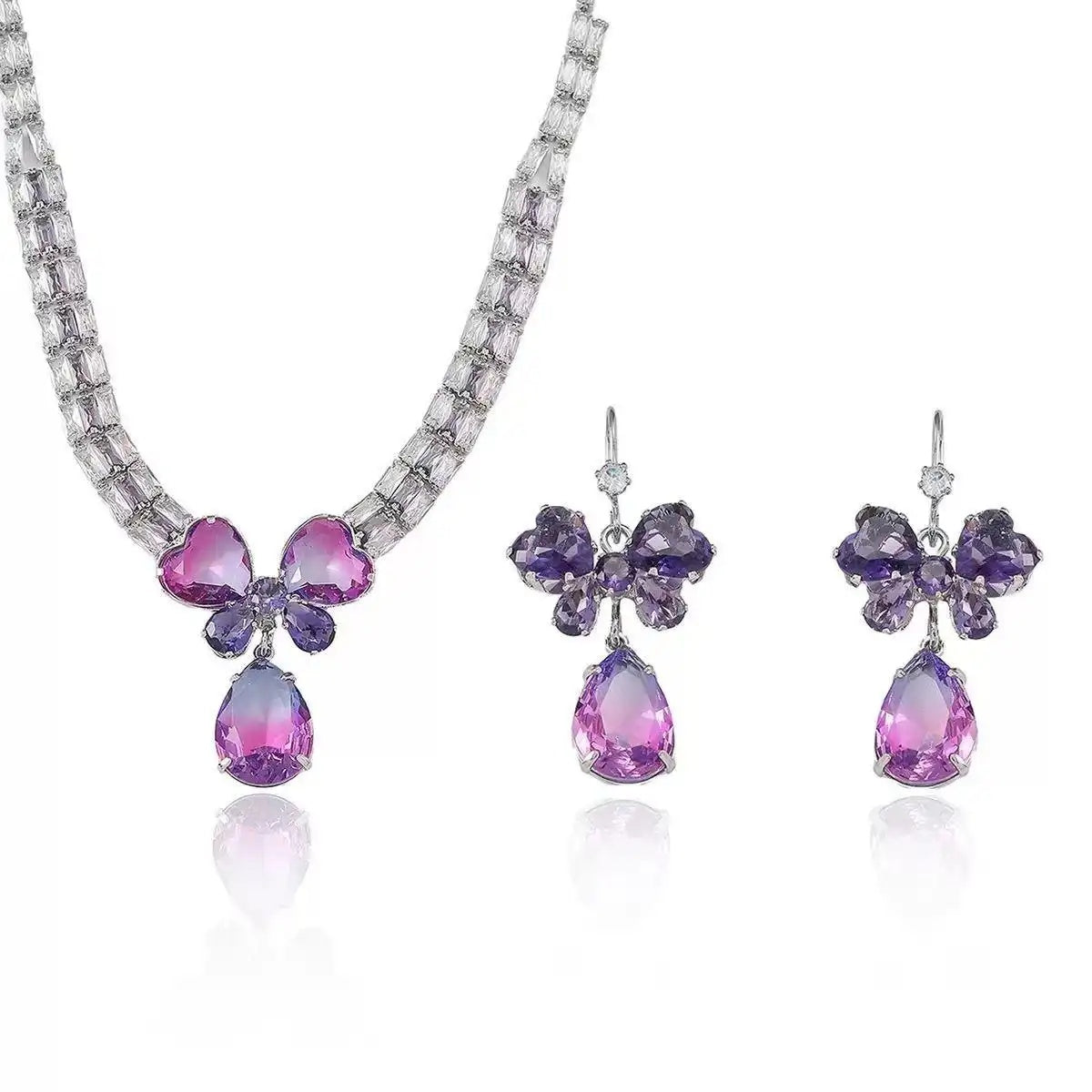 Trend Crystal Ins Purple Butterfly Earrings