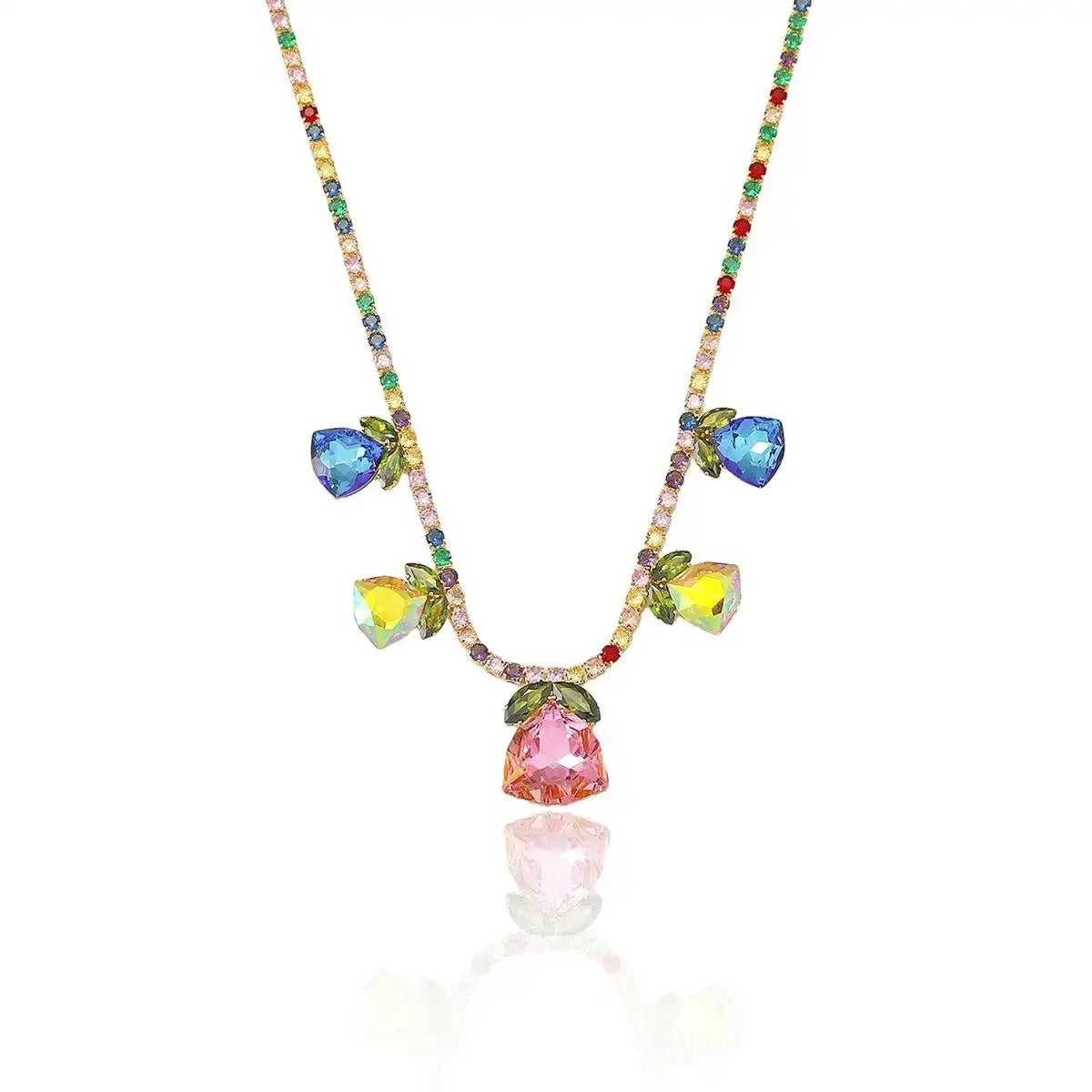 Trend Crystal Pink Tulip Collar Necklace