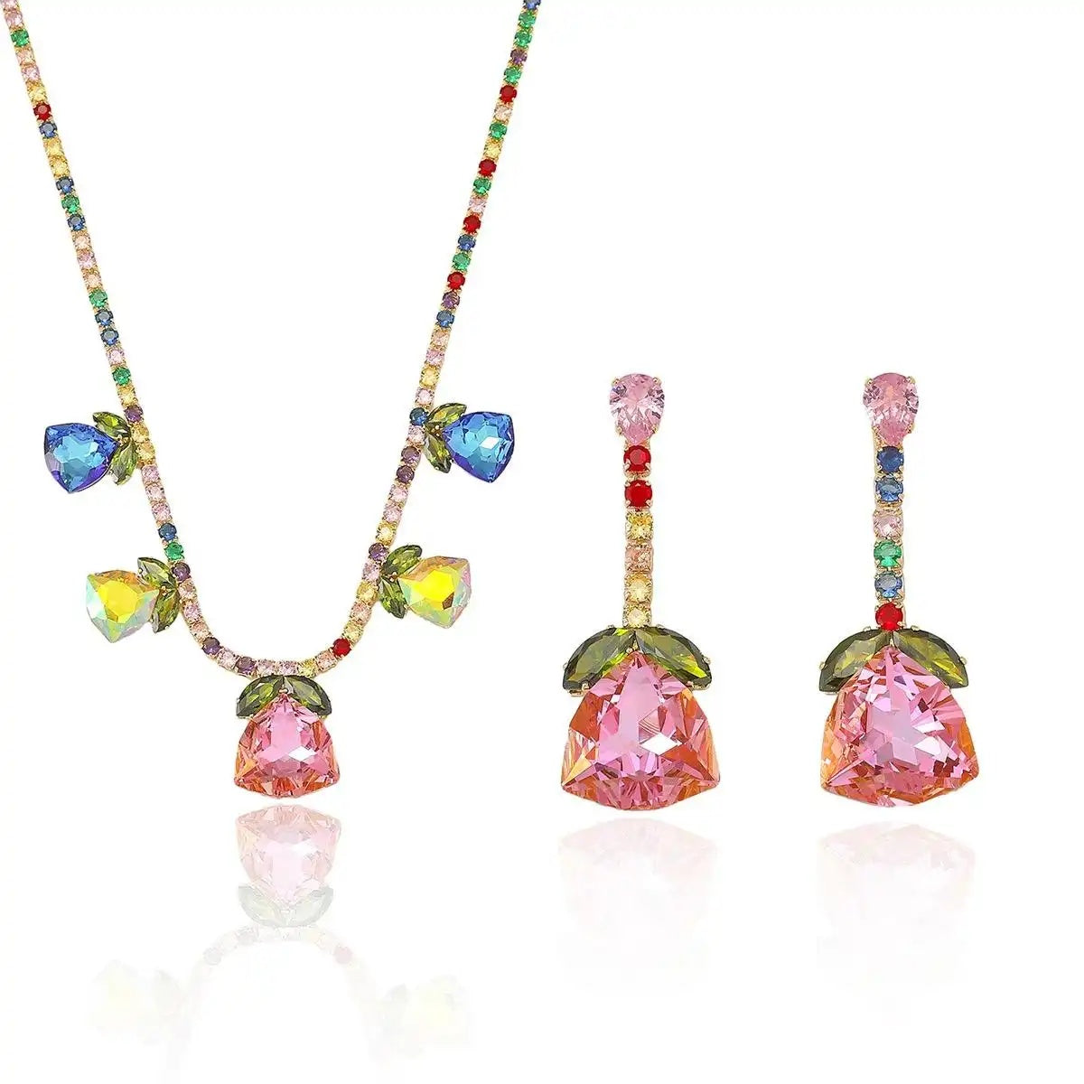 Trend Crystal Pink Tulip Necklace
