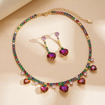 Trend Crystal Plum Red Heart Earrings