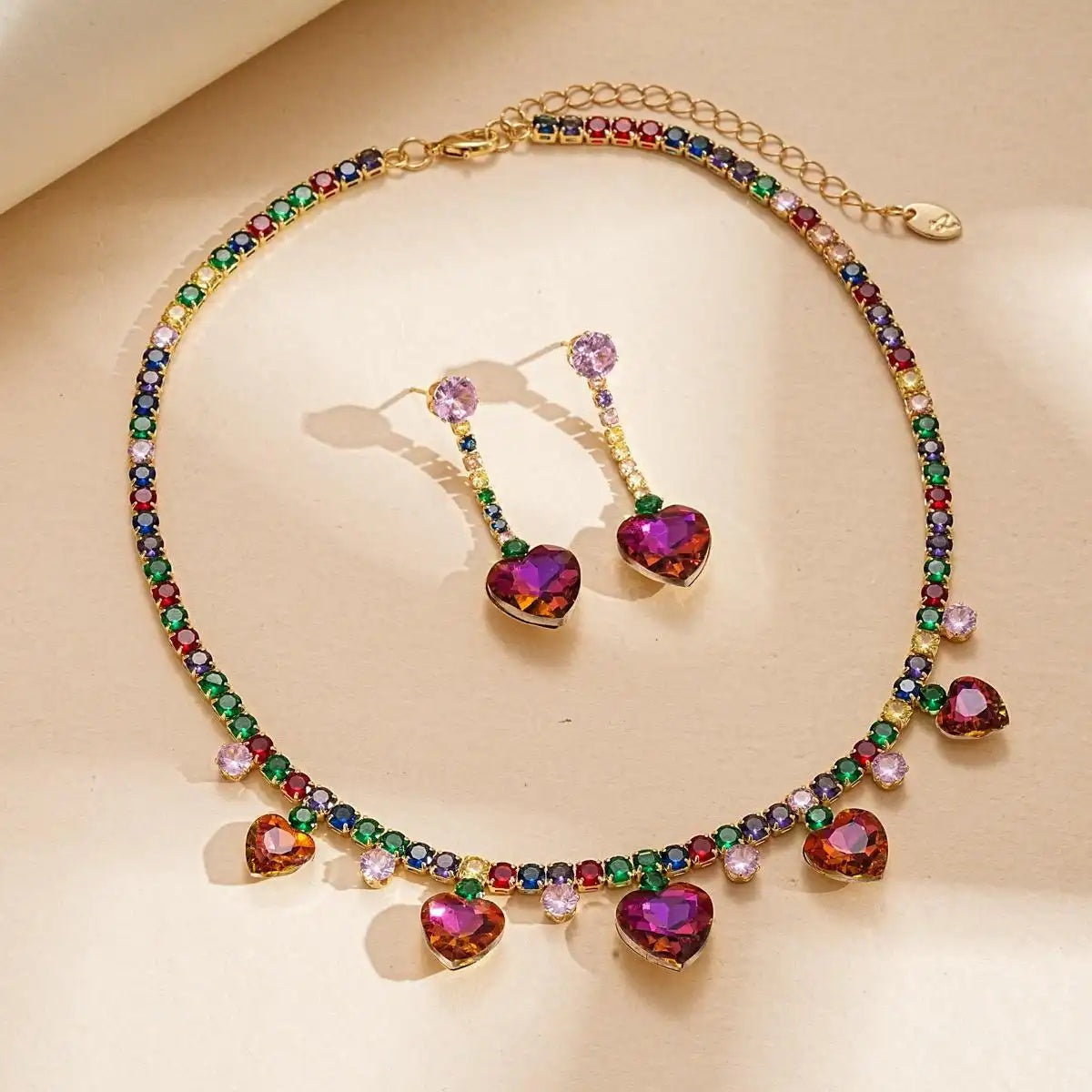 Trend Crystal Plum Red Heart Earrings