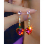 Trend Crystal Plum Red Love Earrings