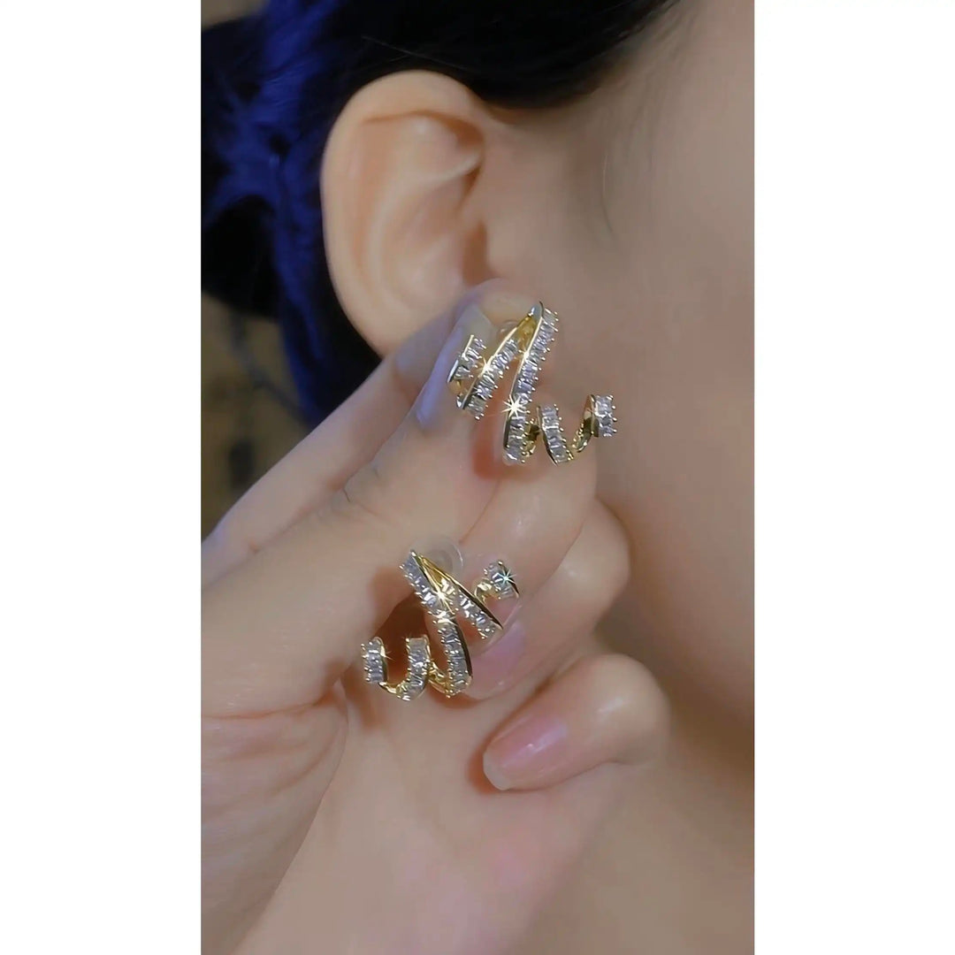Triangle Arc Crystal Stud Earrings