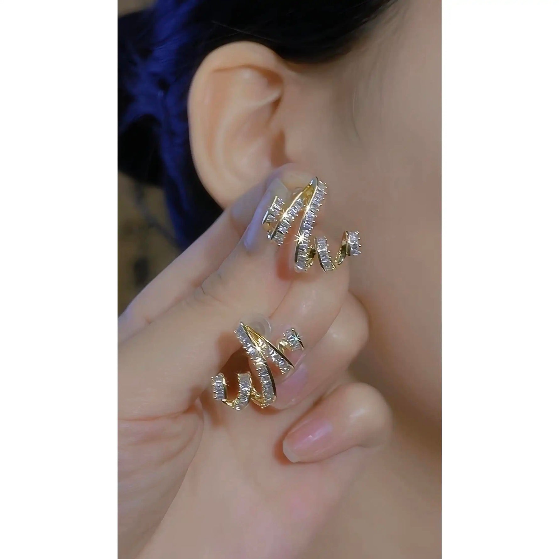 Triangle Arc Crystal Stud Earrings