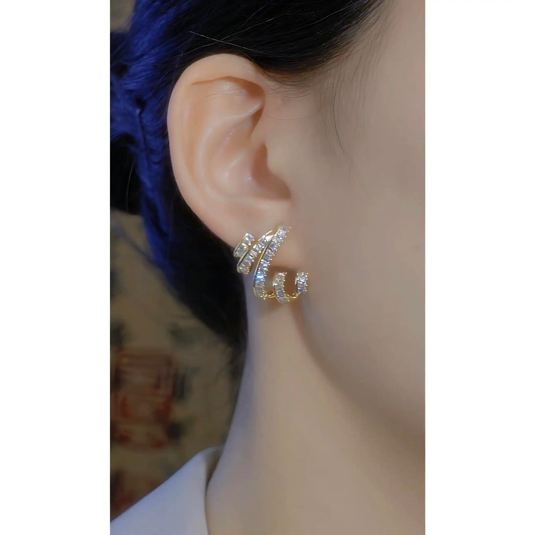 Triangle Arc Crystal Stud Earrings