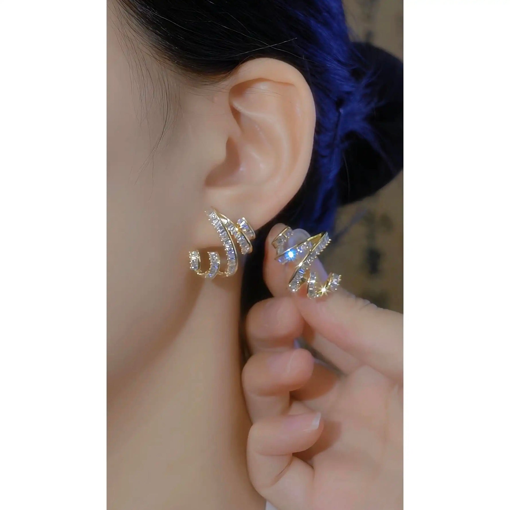 Triangle Arc Crystal Stud Earrings