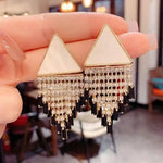 Triangle Fringe Drop Earrings
