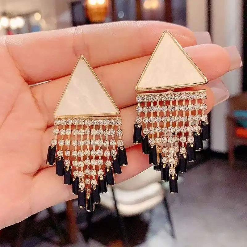 Triangle Fringe Drop Earrings