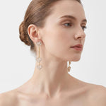 Triple Crystal Heart Drop Earrings