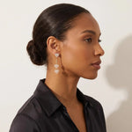 Triple Crystal Heart Drop Earrings