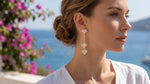 Triple Crystal Heart Drop Earrings