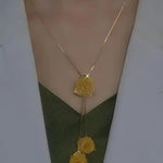 Triple Flower Tassel Necklace