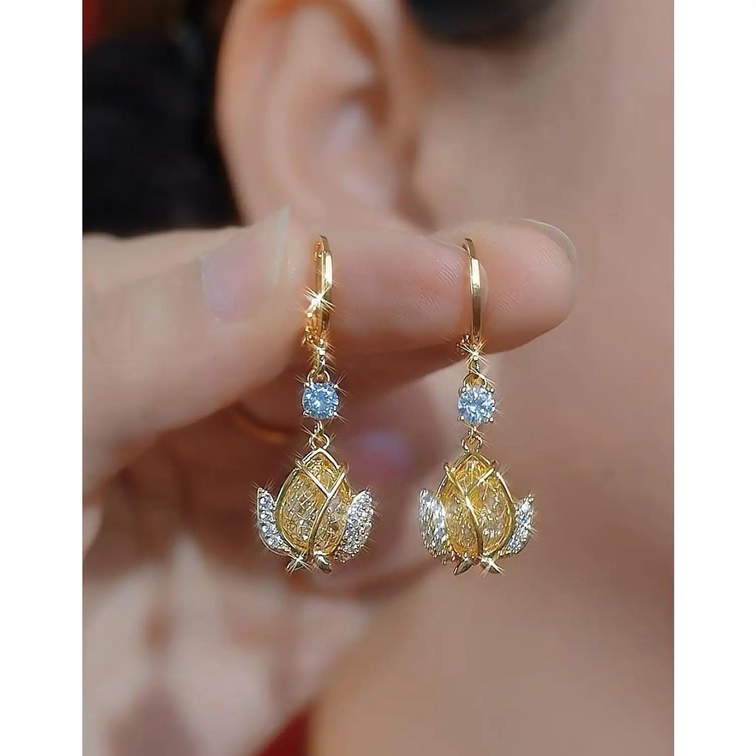 Tulip Crystal Goddess Earrings