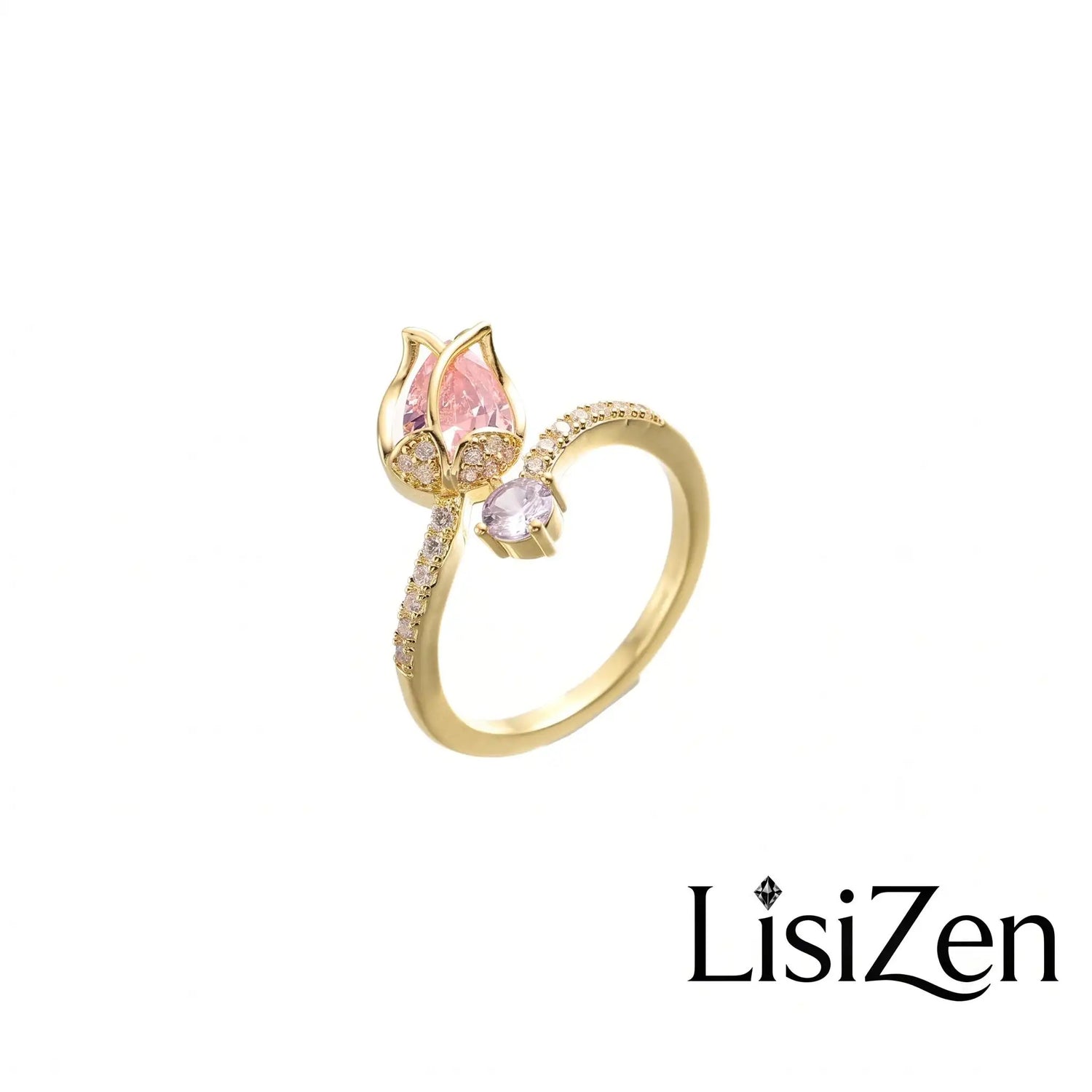 Tulip Crystal Open Index Finger Ring