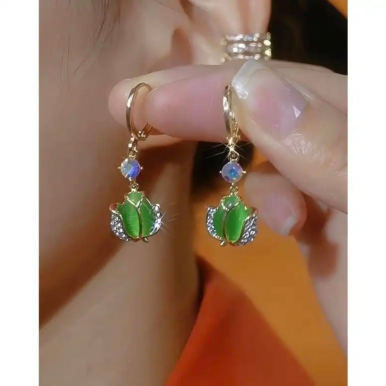 Tulip Flower Clip-On Earrings