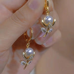 Tulip Rose Crystal Oil Flower Drop Earrings