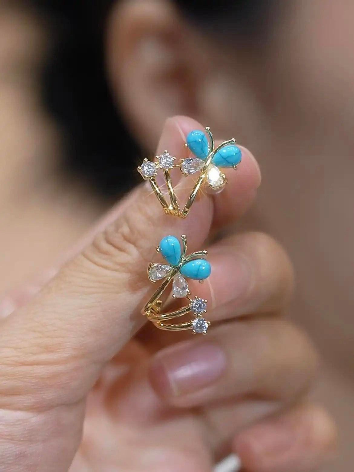 Turquoise Butterfly Stud Earrings