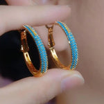 Turquoise Crystal Hoop Earrings