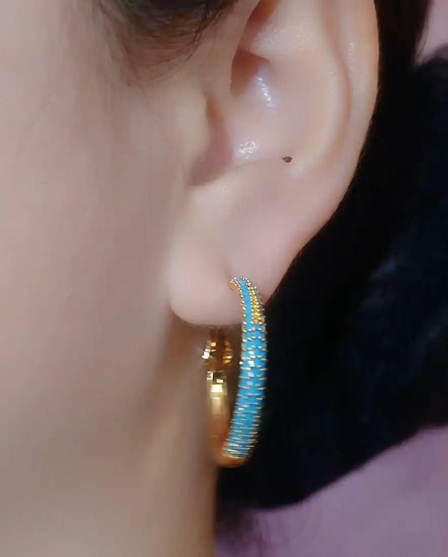 Turquoise Crystal Hoop Earrings