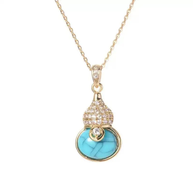 Turquoise Gourd Chinese Neck Jewelry Set
