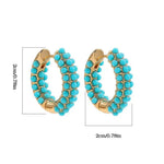 Turquoise Pearl-Studded Hoop Earrings